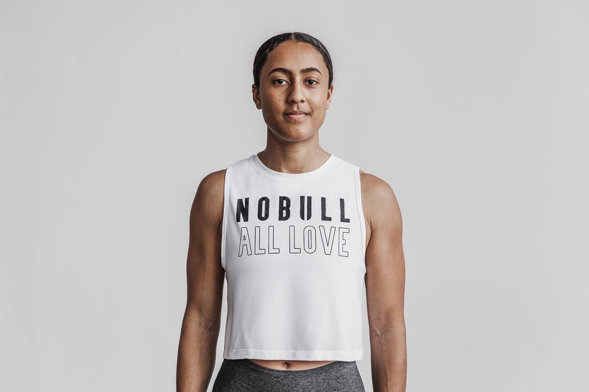 Nobull Muscle All Love Women\'s Tank Tops White | Australia (EQ5691)